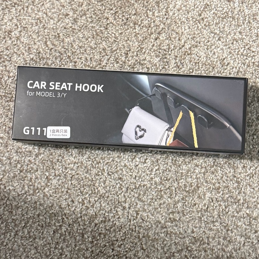 Set of 2 Car Seat Hook Organizers for Tesla Model 3/Y- Black